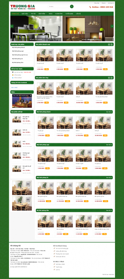 Web bán nội thất xanh lá cây